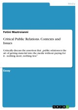 Critical Public Relations. Contexts and Issues