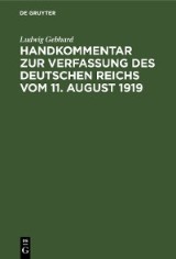 Handkommentar zur Verfassung des Deutschen Reichs vom 11. August 1919