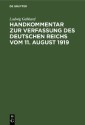 Handkommentar zur Verfassung des Deutschen Reichs vom 11. August 1919