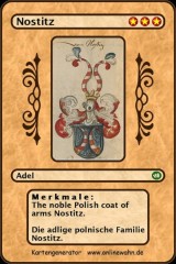 The noble Polish coat of arms Nostitz. Die adlige polnische Familie Nostitz.