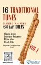 16 Traditional Tunes - 64 easy soprano recorder duets (VOL.1)