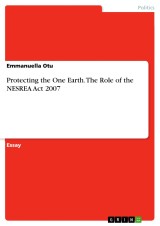 Protecting the One Earth. The Role of the NESREA Act 2007
