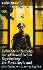 Edith Stein: Beiträge zur philosophischen Begründung der Psychologie und der Geisteswissenschaften